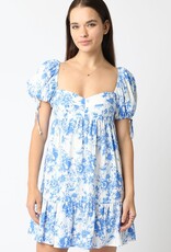 Floral Babydoll Mini Dress w/Flounce Hem