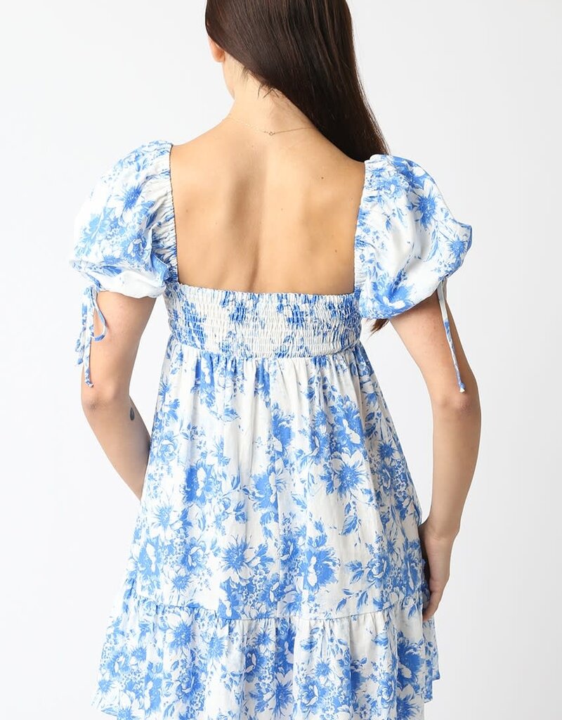 Floral Babydoll Mini Dress w/Flounce Hem