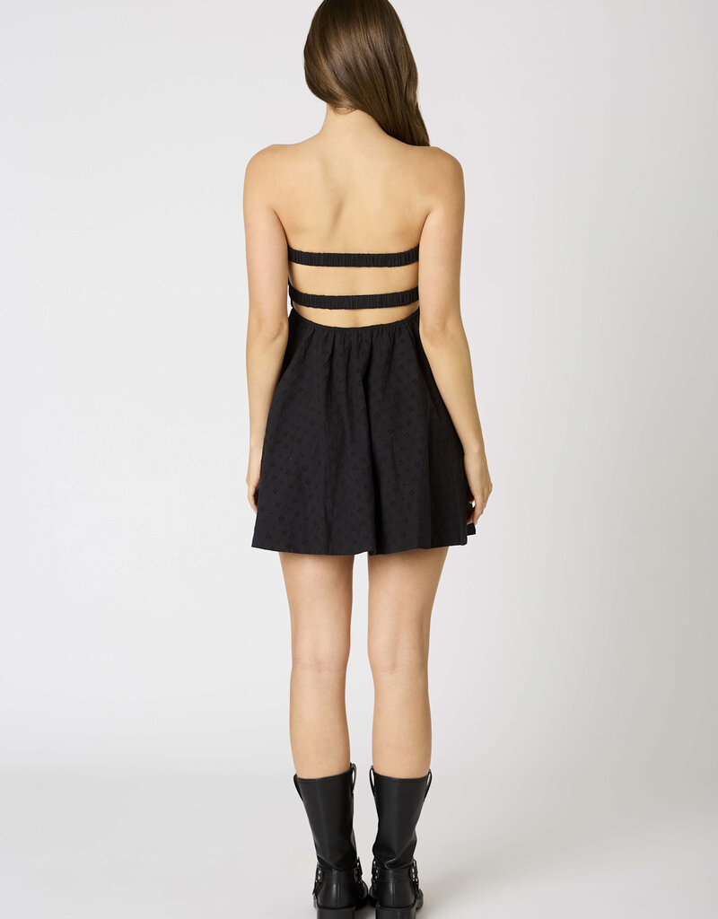 Eyelet Twist Bust Strapless Mini Dress