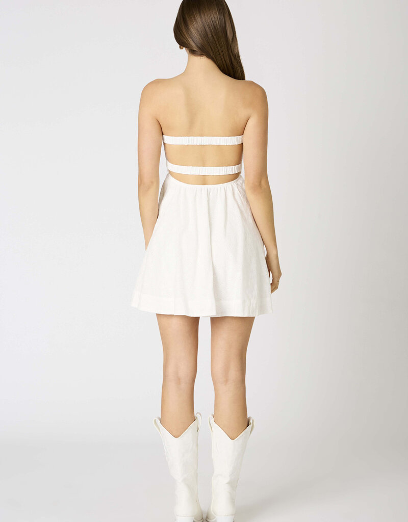 Eyelet Twist Bust Strapless Mini Dress