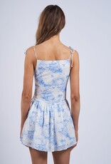 Mollie Toile Tie Shoulder Mini Dress