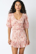 Smocked Floral Half Sleeve Mini Dress
