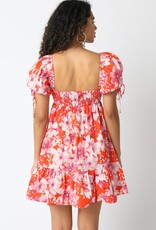 Floral Babydoll Mini Dress w/Flounce Hem