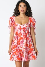 Floral Babydoll Mini Dress w/Flounce Hem