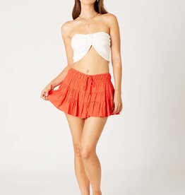 Drawstring Tie Tiered Mini Skirt