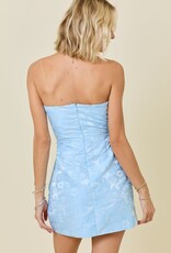 Floral Jacquard Strapless Puzzle Mini Dress