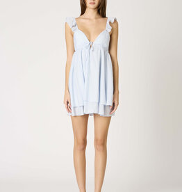 Ruffle Shoulder Layered Mini Dress