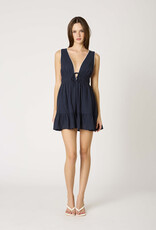 Embroidered Trim V Neck Romper Mini Dress