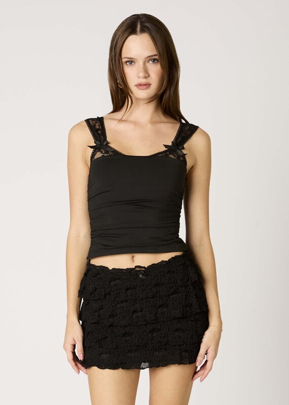 Bow Detail Lace Strap Crop Top