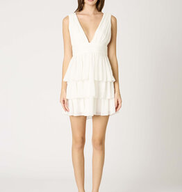 V Neck Tiered Mini Dress