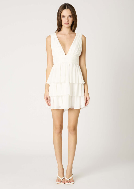 V Neck Tiered Mini Dress