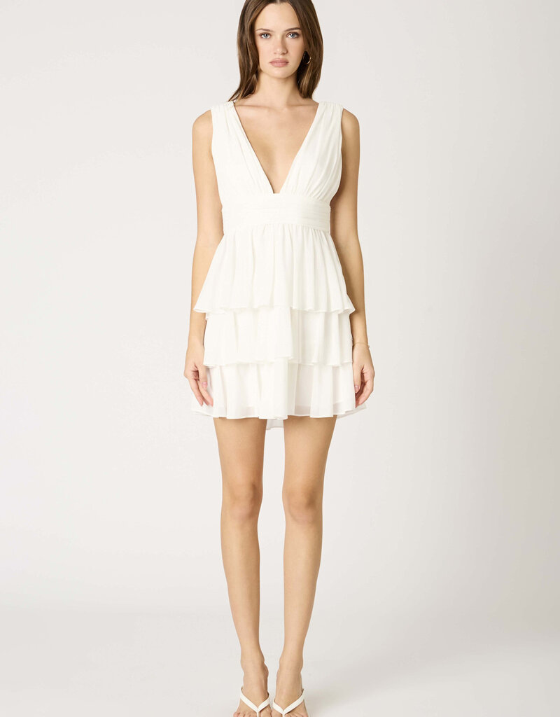 V Neck Tiered Mini Dress