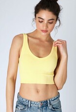Reversible Herringbone Crop Top O/S Pale Lemon
