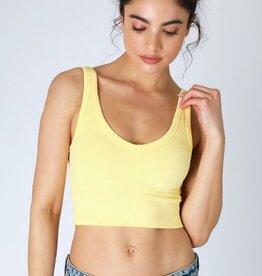 Reversible Herringbone Crop Top O/S Pale Lemon