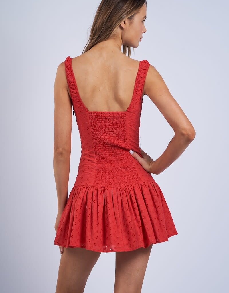 Eyelet Drop Waist Mini Dress