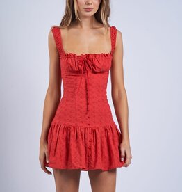 Eyelet Drop Waist Mini Dress