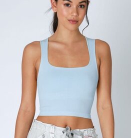 Clean Line Square Neck Top O/S Breezy Blue