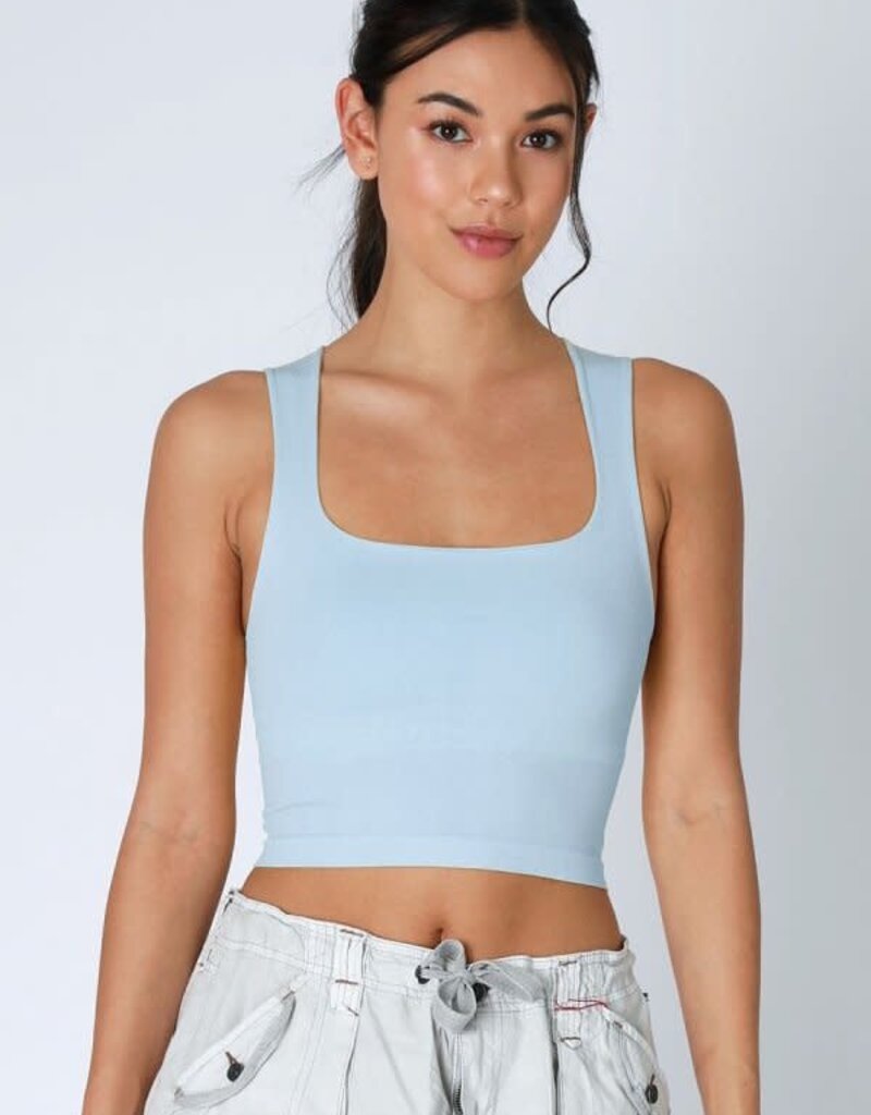 Clean Line Square Neck Top O/S Breezy Blue