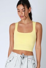 Clean Line Square Neck Top O/S Pale Lemon
