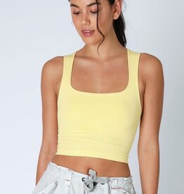 Clean Line Square Neck Top O/S Pale Lemon