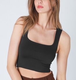 Clean Line Square Neck Top O/S Black