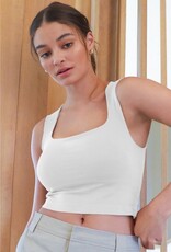 Clean Line Square Neck Top O/S White