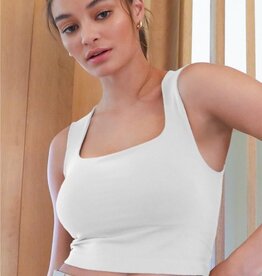 Clean Line Square Neck Top O/S White