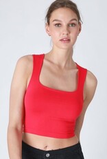 Clean Line Square Neck Top O/S Red