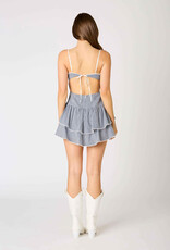 Tiered Gingham Tie Back Mini Dress
