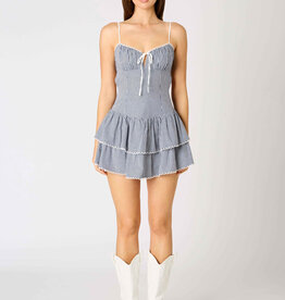 Tiered Gingham Tie Back Mini Dress