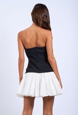 Mixed Media Strapless Mini Dress