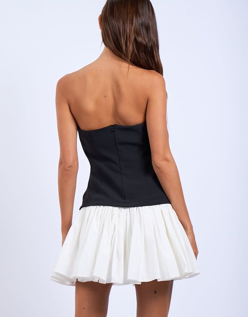 Mixed Media Strapless Mini Dress