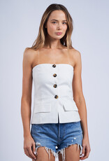 Double Pocket Button Front Strapless Top