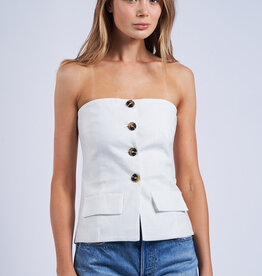 Double Pocket Button Front Strapless Top
