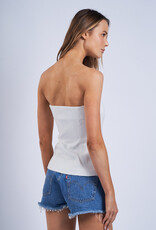 Double Pocket Button Front Strapless Top