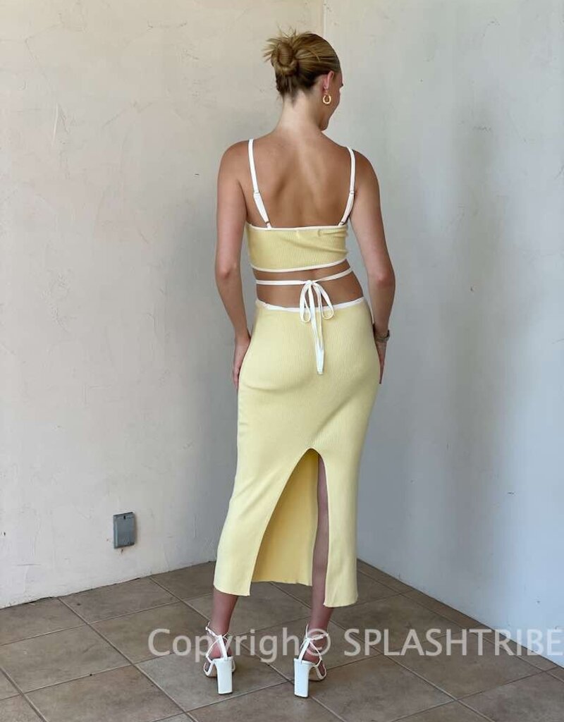 Contrast Binding Top and Midi Skirt Set