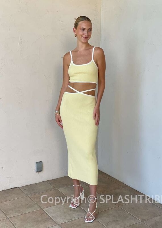 Contrast Binding Top and Midi Skirt Set