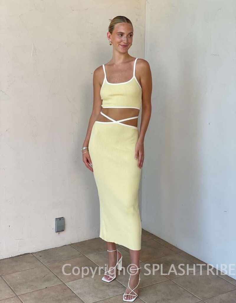 Contrast Binding Top and Midi Skirt Set