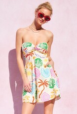 Nautilus Print Strapless Mini Dress