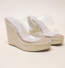 Clear Strap Espadrille Wedge Heel Sandal