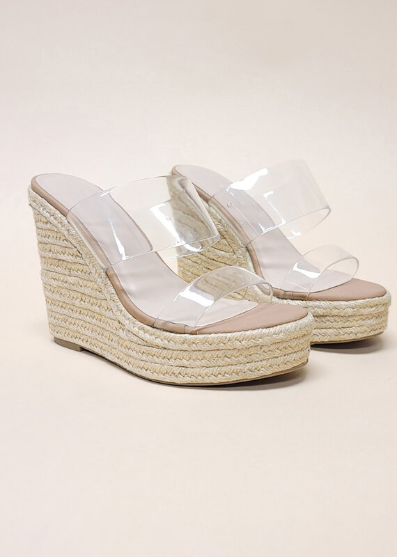 Clear Strap Espadrille Wedge Heel Sandal