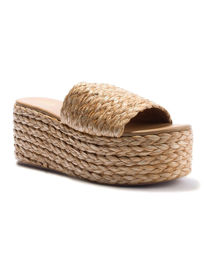 Raffia Platform Slide Sandal