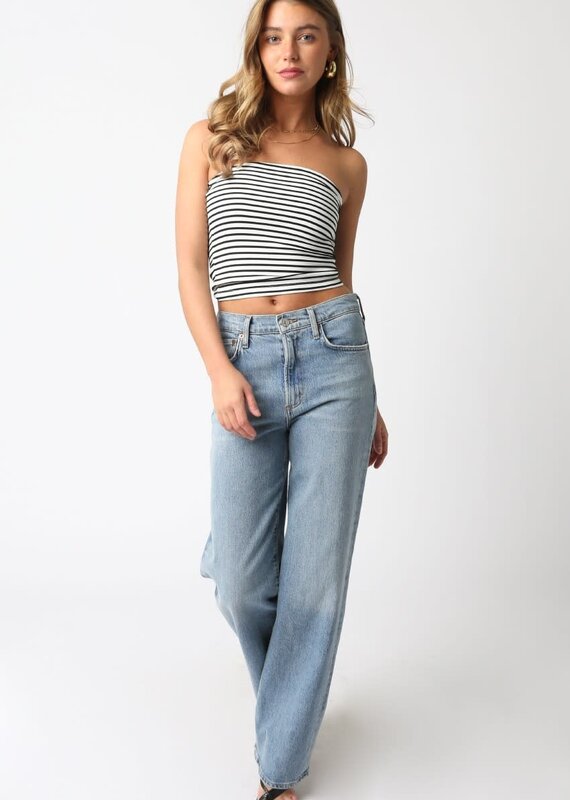 Stripe Cropped Tube Top