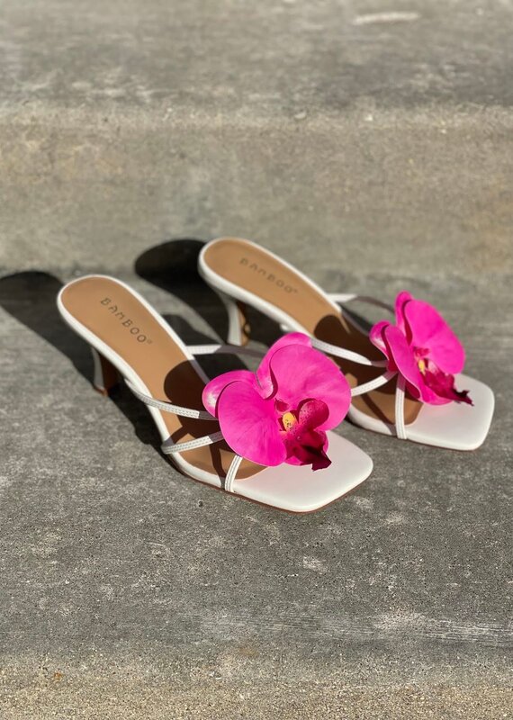 Orchid 3D Flower Kitten Heel Sandal