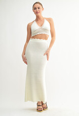 Coastal Breeze Crochet Halter Crop Top Maxi Skirt Set