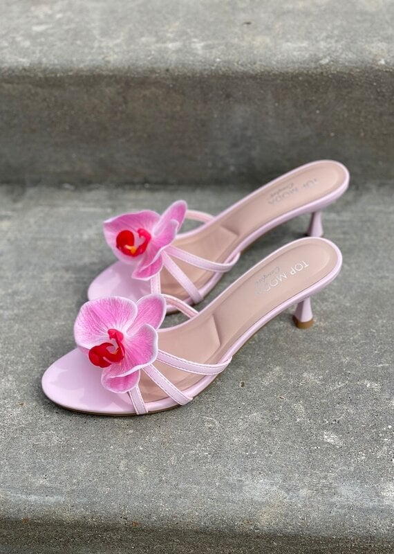 Orchid 3D Flower Kitten Heel Sandal
