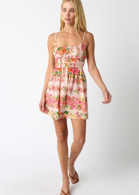 Floral Cami Strap Smocked Mini Dress