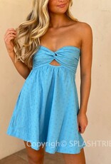Eyelet Twist Bust Strapless Mini Dress