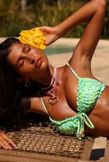 Kulani Kinis Ruched Bow Bralette Bikini Top