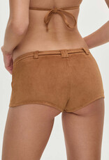Frankies Bikinis X Bella Hadid Wrangler Suede Booty Shorts